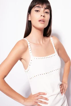 Robes|PINKO Mini-Robe Cloutee Rose Fume Blanc