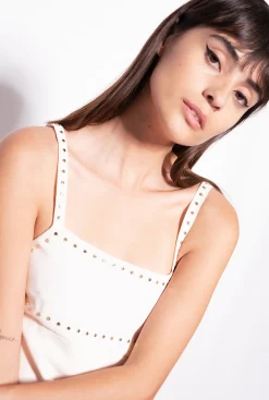 Robes|PINKO Mini-Robe Cloutee Rose Fume Blanc