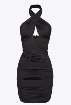 Robes|PINKO Mini-Robe Croisee Noir Limousine