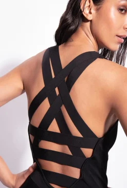 Robes|PINKO Mini-Robe Croisee Au Dos Noir Limousine