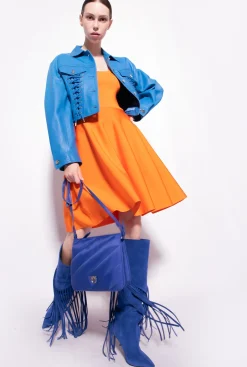 Robes|PINKO Mini-Robe Croisee Au Dos Orange Vibrant