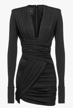 Robes|PINKO Mini-Robe Croisee Et Drapee Noir Limousine