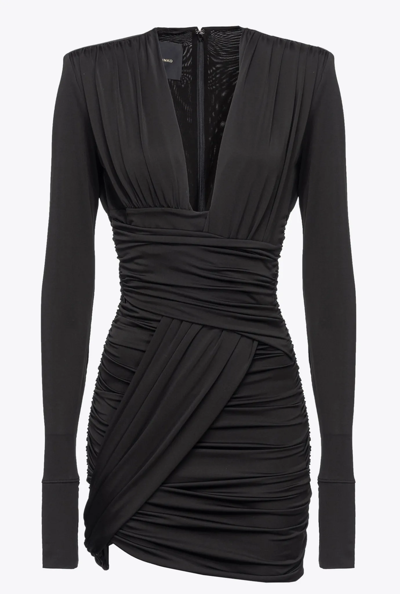 Robes|PINKO Mini-Robe Croisee Et Drapee Noir Limousine