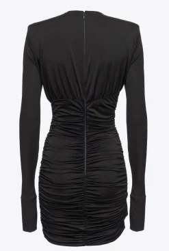 Robes|PINKO Mini-Robe Croisee Et Drapee Noir Limousine