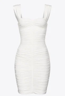 Robes|PINKO Mini-Robe Drapee En Jersey Blanc Brill.