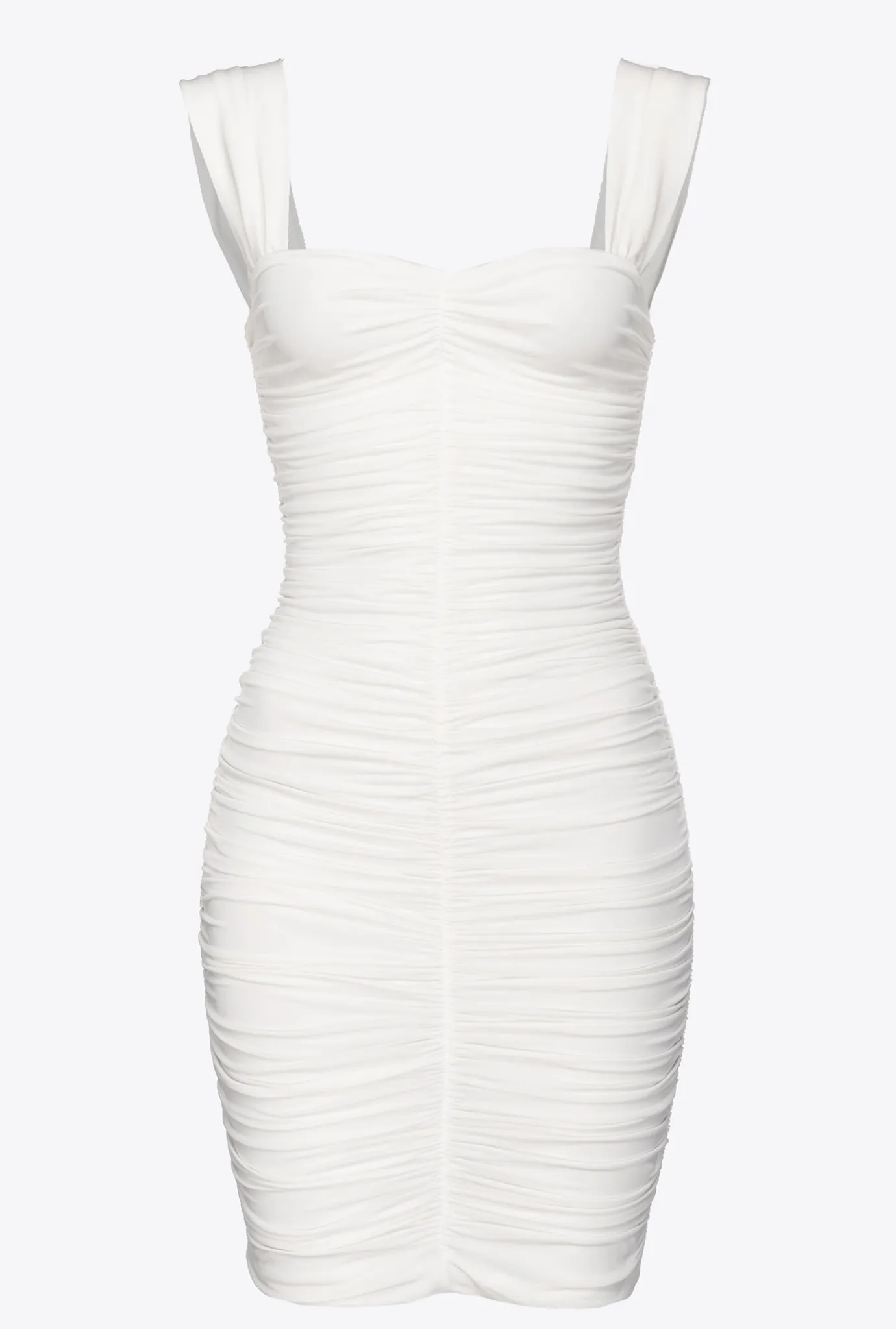 Robes|PINKO Mini-Robe Drapee En Jersey Blanc Brill.