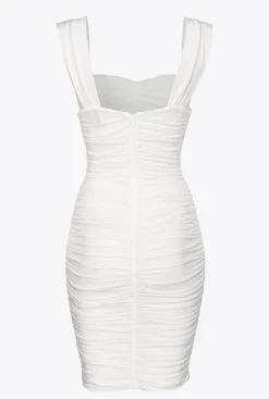 Robes|PINKO Mini-Robe Drapee En Jersey Blanc Brill.