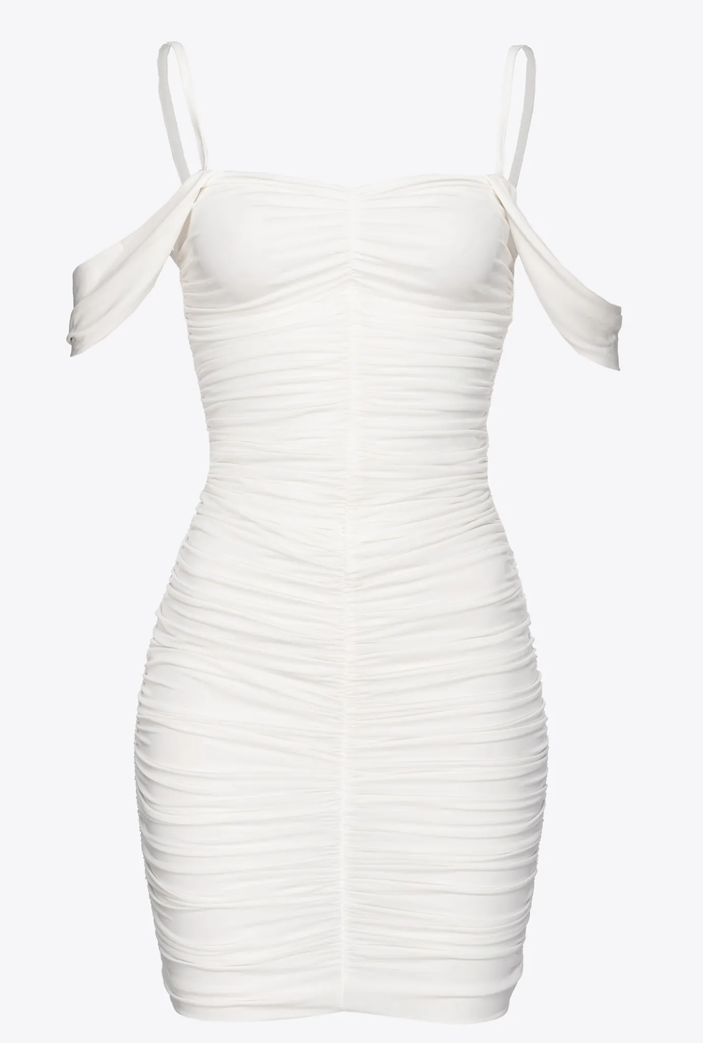 Robes|PINKO Mini-Robe Drapee En Jersey Blanc Brill.