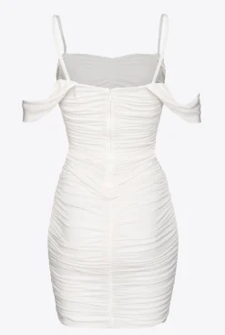 Robes|PINKO Mini-Robe Drapee En Jersey Blanc Brill.