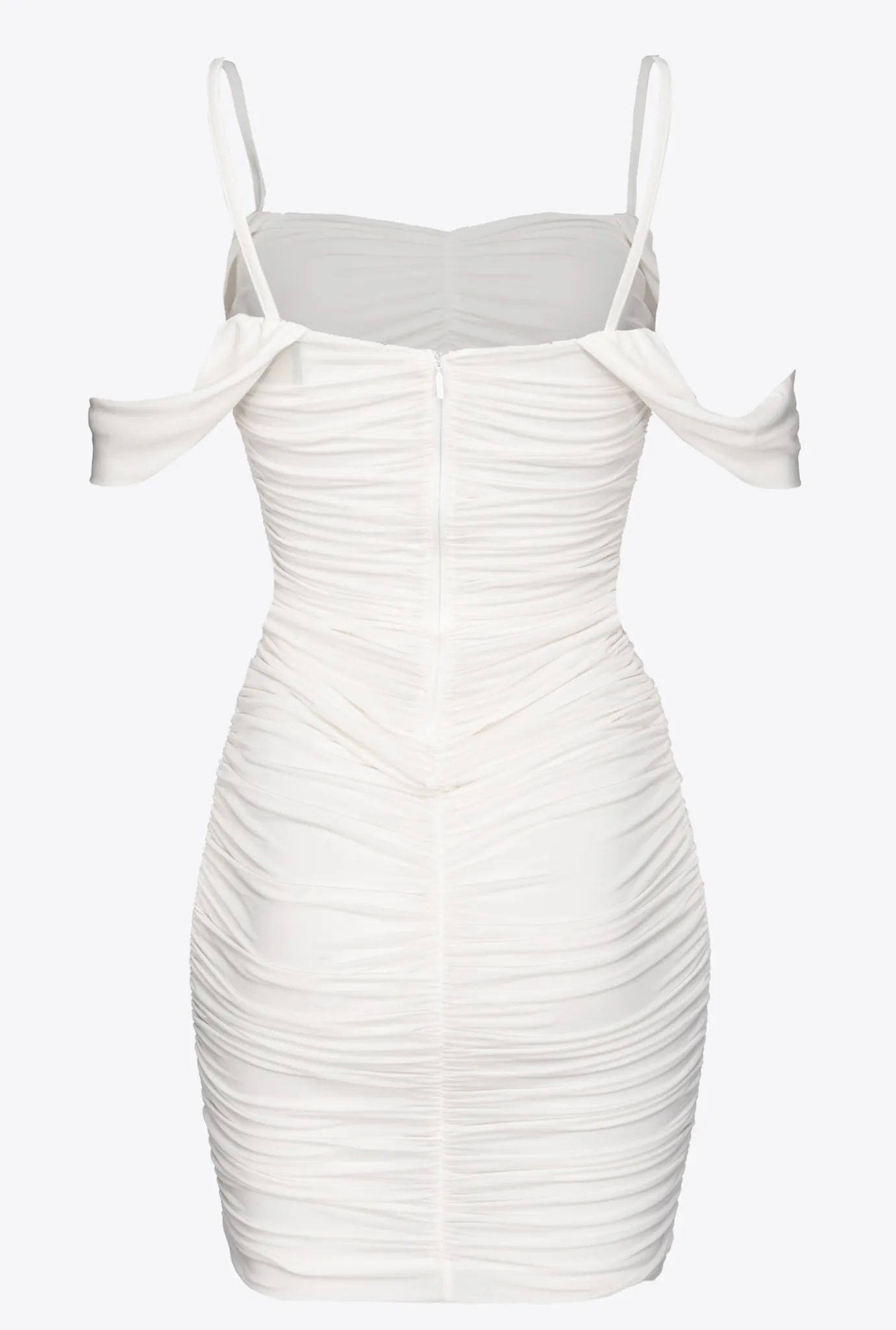 Robes|PINKO Mini-Robe Drapee En Jersey Blanc Brill.