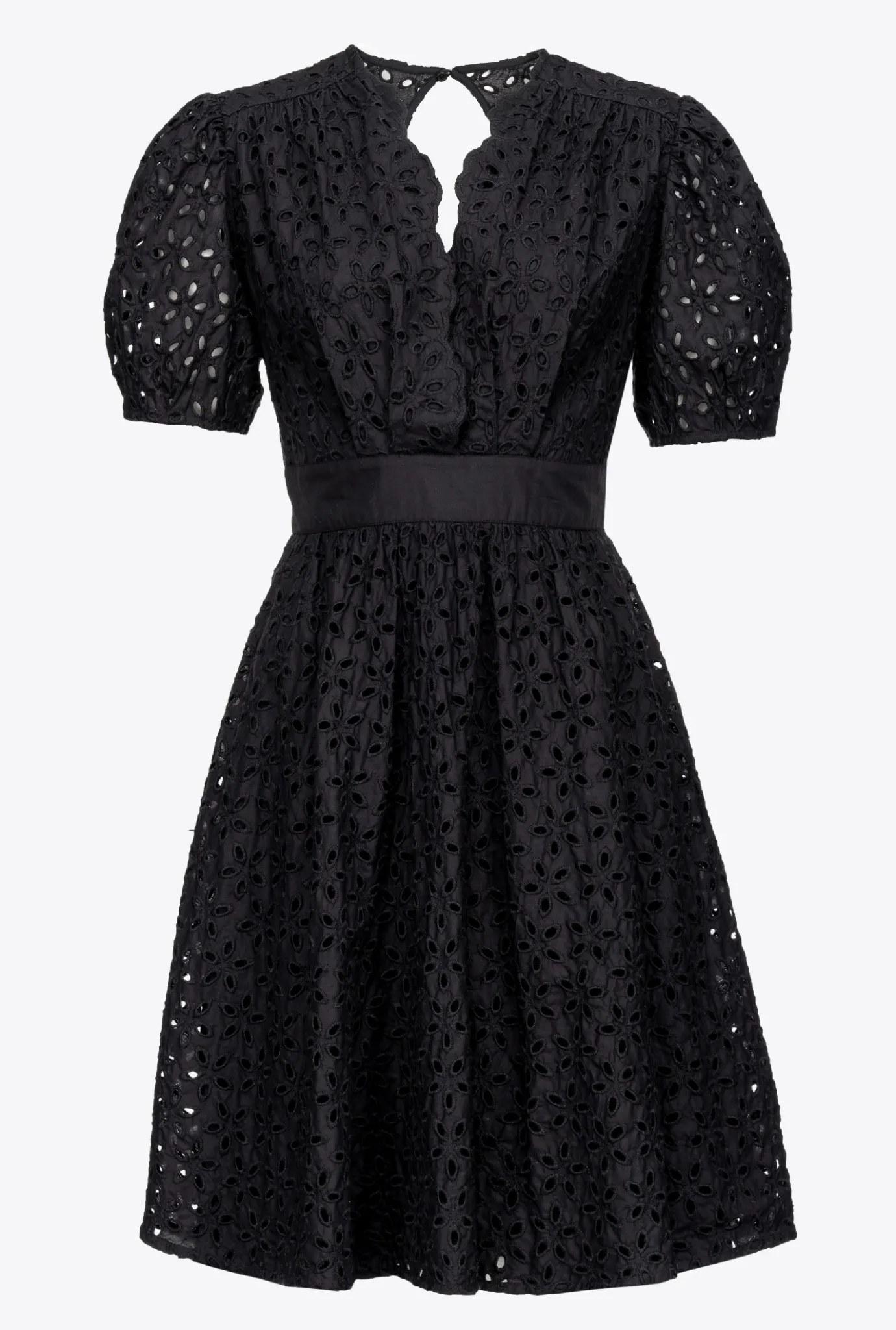 Robes|PINKO Mini-Robe En Broderie Anglaise Noir Limousine