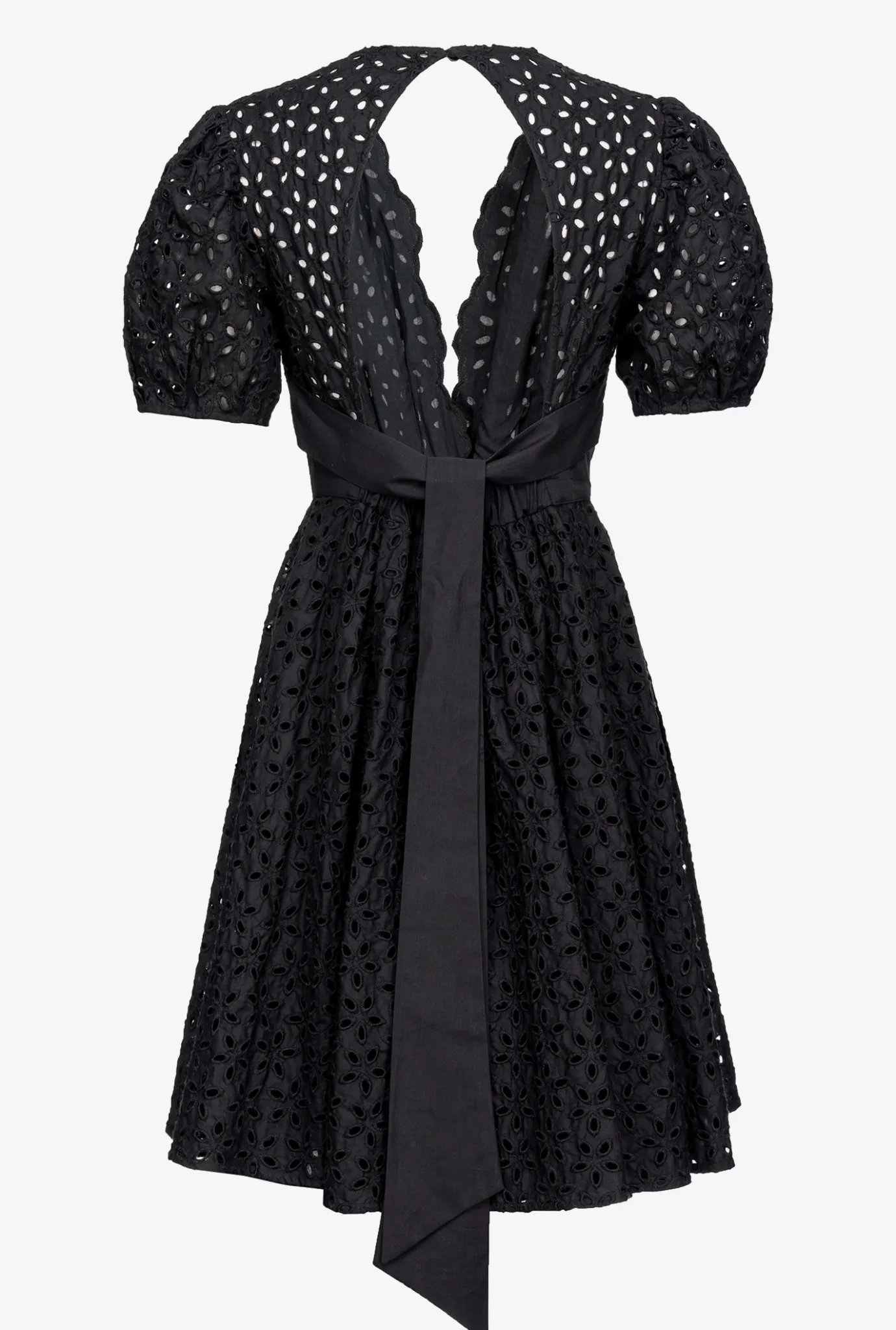 Robes|PINKO Mini-Robe En Broderie Anglaise Noir Limousine