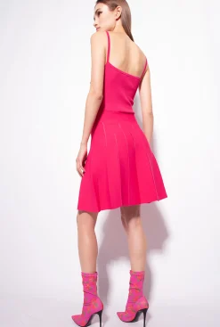 Robes|PINKO Mini-Robe En Maille Rouge Framboise