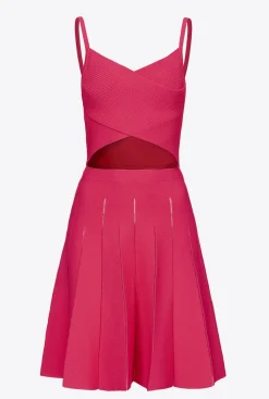 Robes|PINKO Mini-Robe En Maille Rouge Framboise