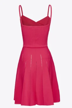 Robes|PINKO Mini-Robe En Maille Rouge Framboise