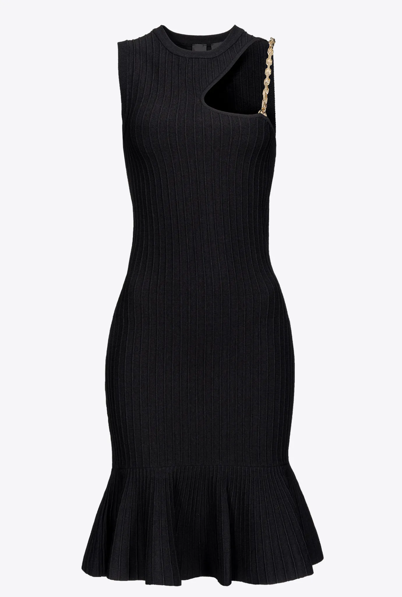 Robes|PINKO Mini-Robe En Maille Avec Chaine Noir Limousine
