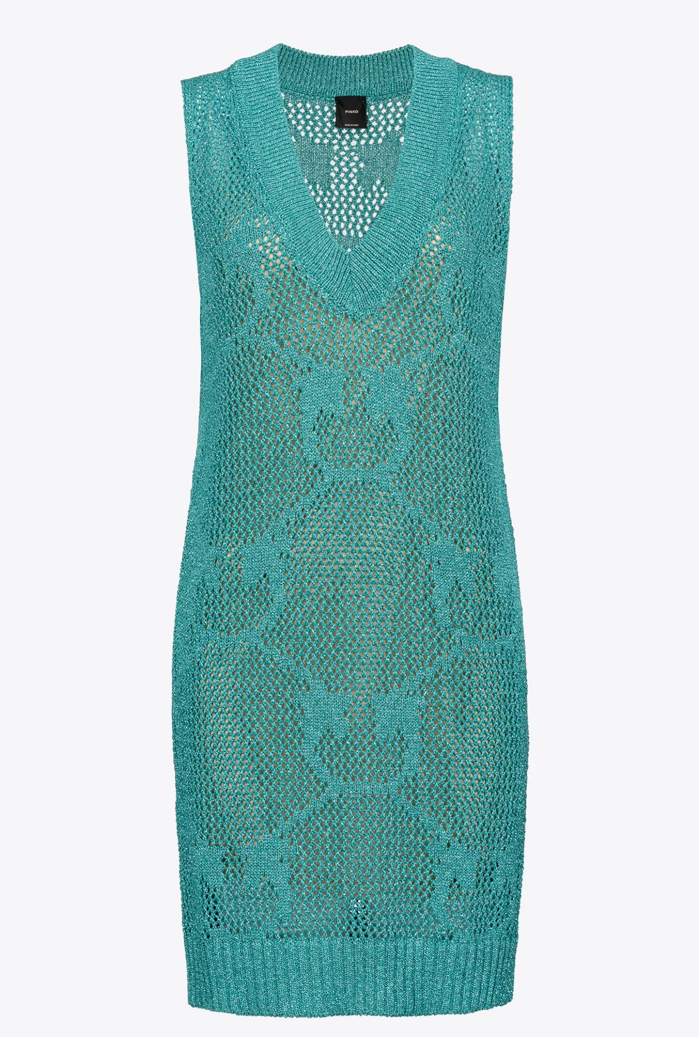 Robes|PINKO Mini-Robe En Maille Filet Bleu Ciel-Marine
