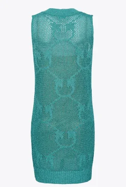 Robes|PINKO Mini-Robe En Maille Filet Bleu Ciel-Marine