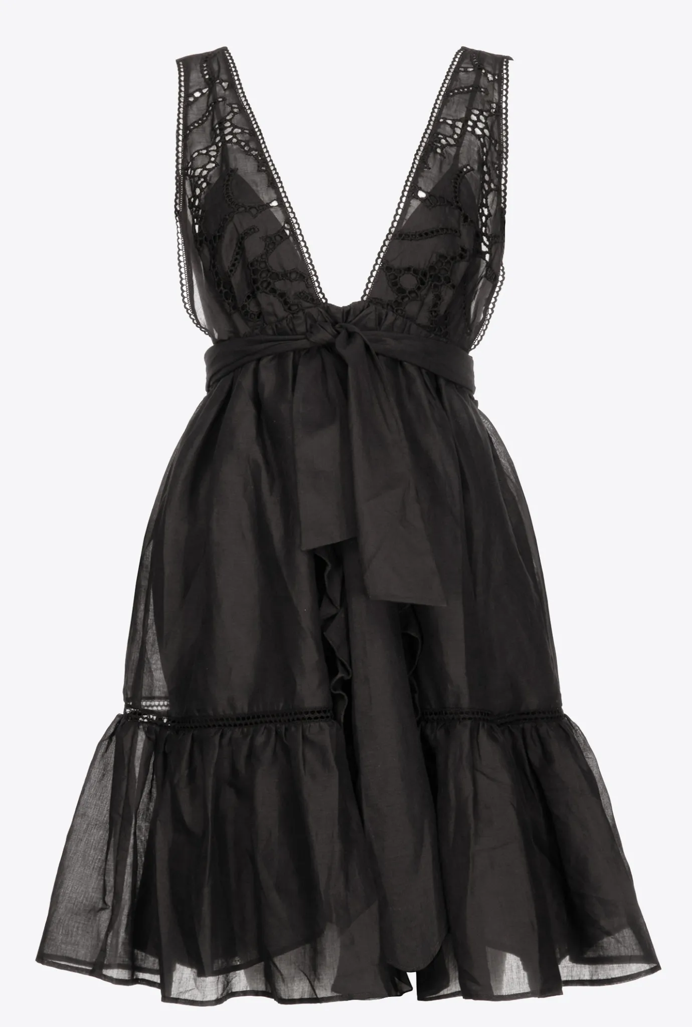 Robes|PINKO Mini-Robe En Mousseline Noir Limousine