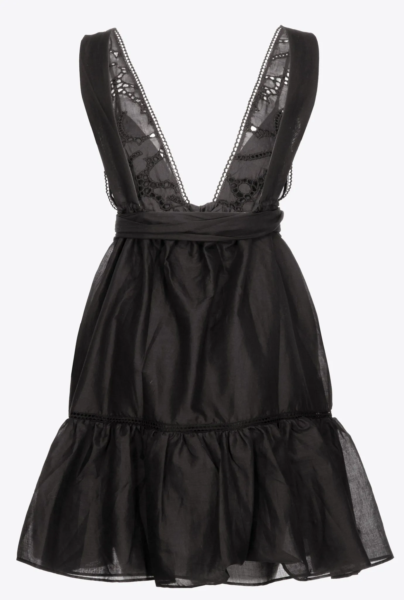 Robes|PINKO Mini-Robe En Mousseline Noir Limousine