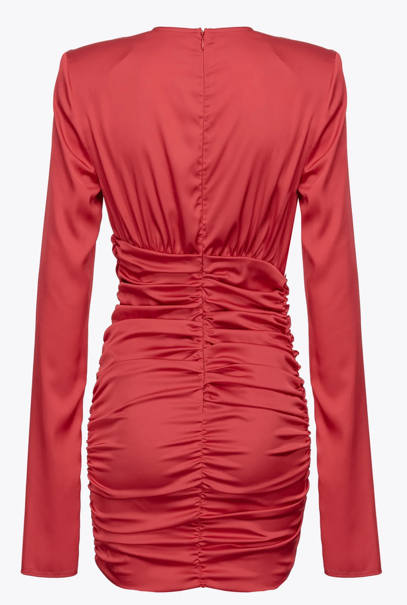 Robes|PINKO Mini-Robe En Satin Stretch Rouge Chili