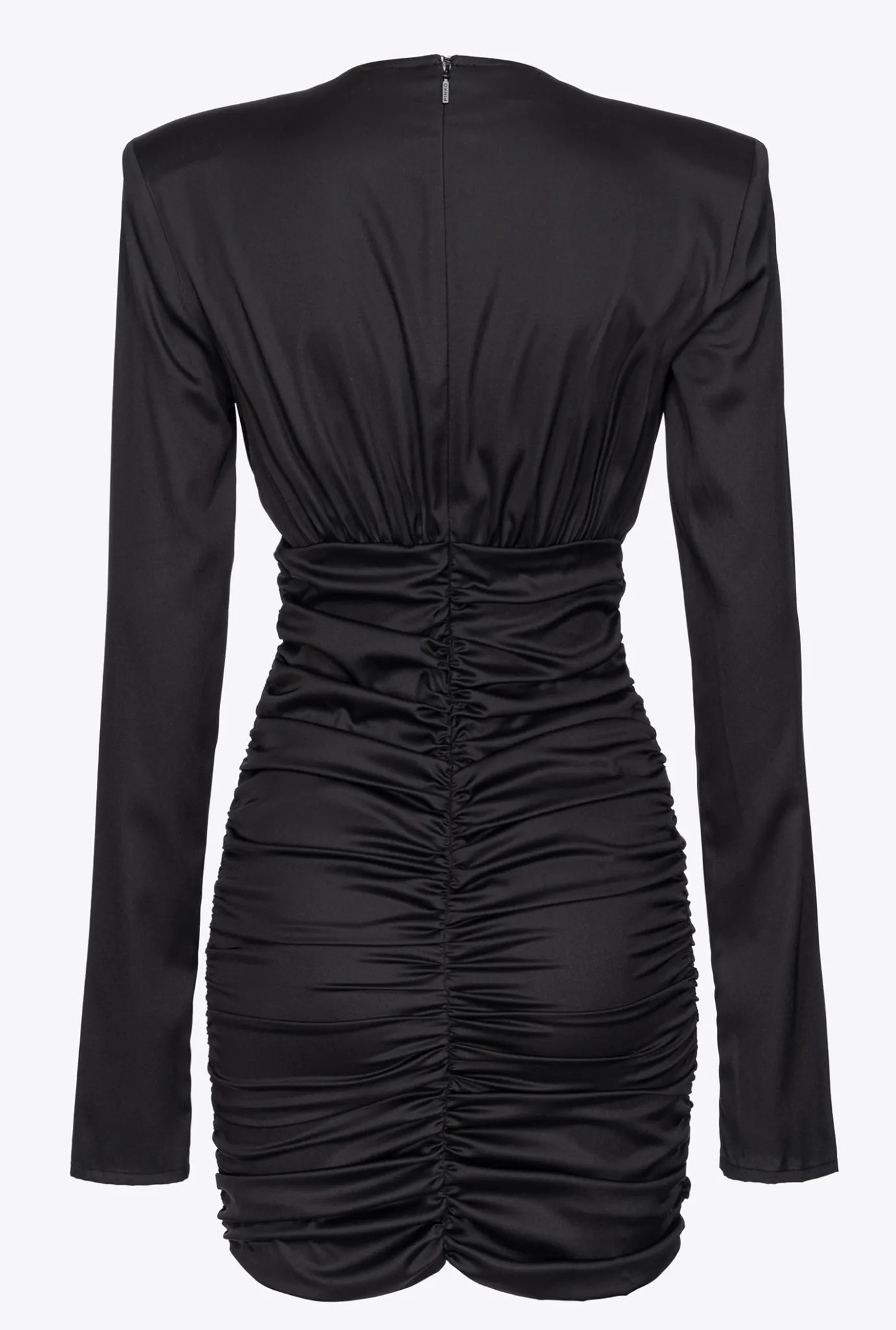 Robes|PINKO Mini-Robe En Satin Stretch Noir Limousine