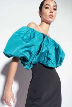 Robes|PINKO Mini-Robe En Taffetas Galleria Noir/Sarcelle