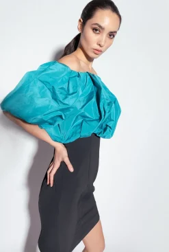 Robes|PINKO Mini-Robe En Taffetas Galleria Noir/Sarcelle
