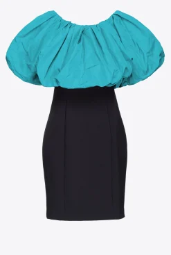 Robes|PINKO Mini-Robe En Taffetas Galleria Noir/Sarcelle