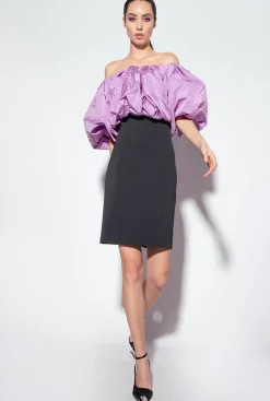 Robes|PINKO Mini-Robe En Taffetas Galleria Noir/Lilas