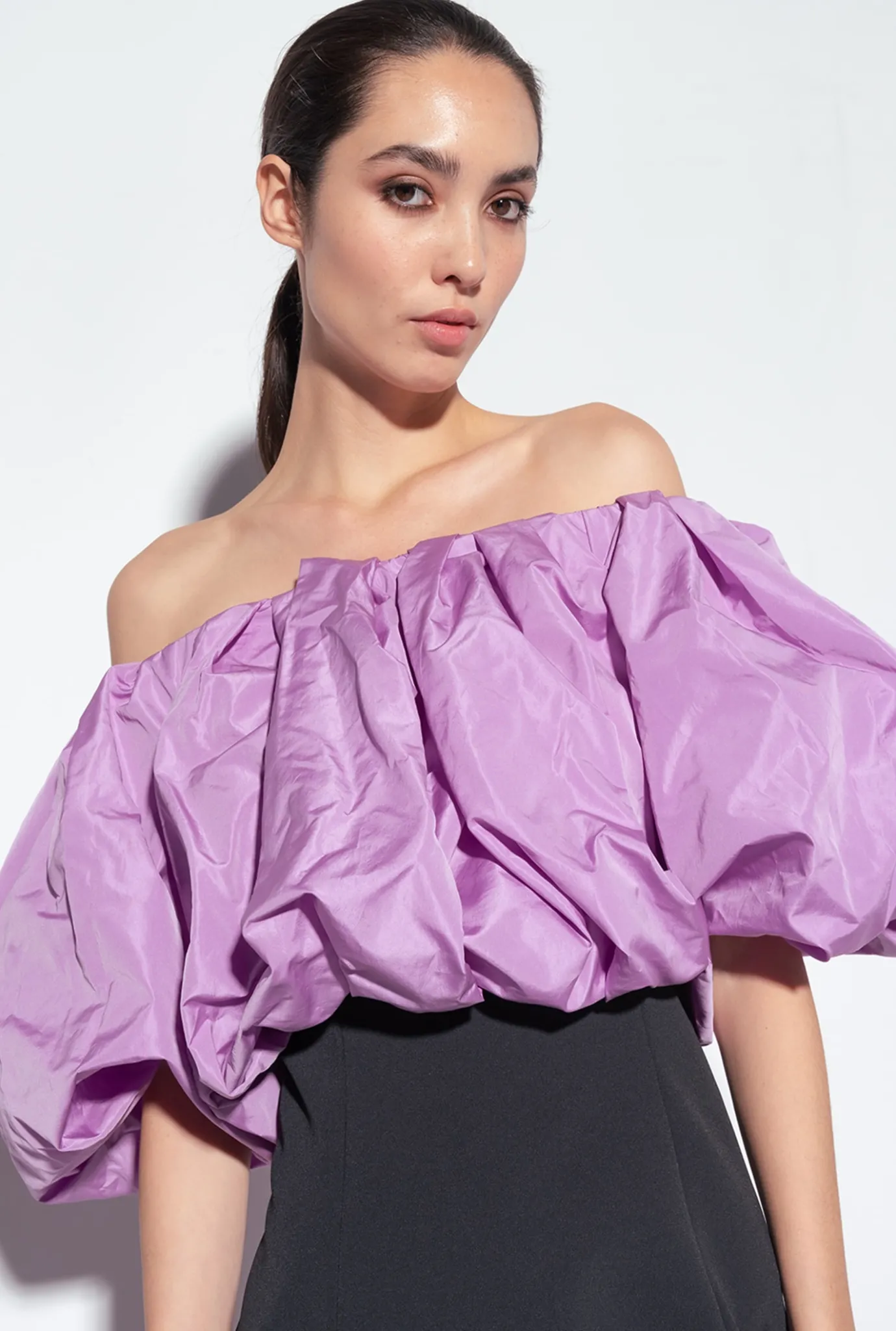Robes|PINKO Mini-Robe En Taffetas Galleria Noir/Lilas