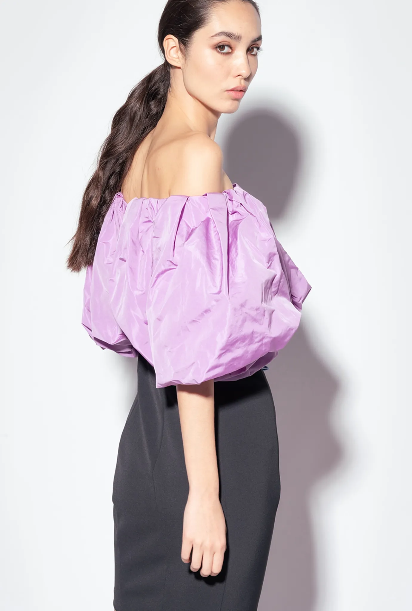 Robes|PINKO Mini-Robe En Taffetas Galleria Noir/Lilas