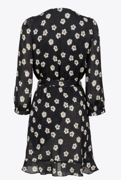Robes|PINKO Mini-Robe Fleur Graphique Noir/Ecru
