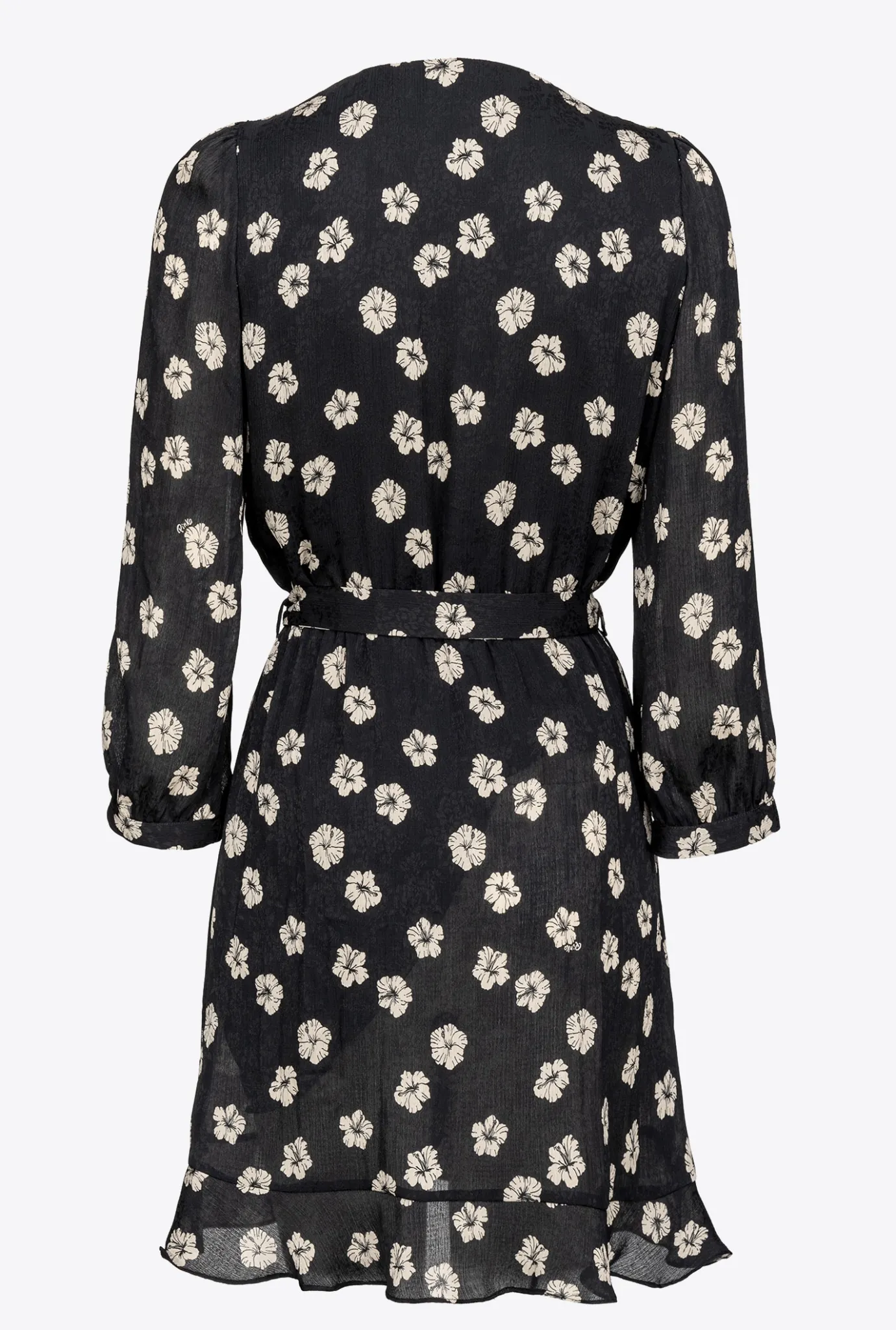 Robes|PINKO Mini-Robe Fleur Graphique Noir/Ecru
