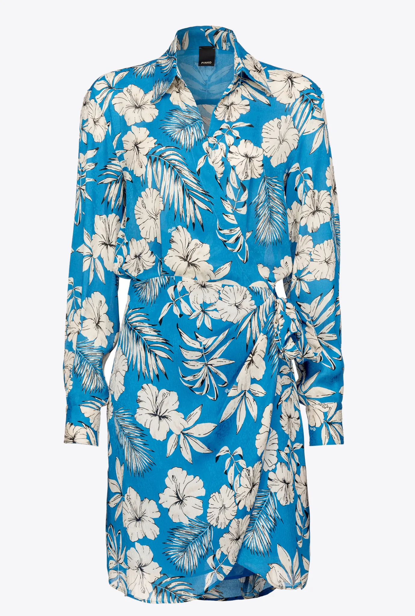 Robes|PINKO Mini-Robe Fleur Graphique Turquoise/Beurre/Noir