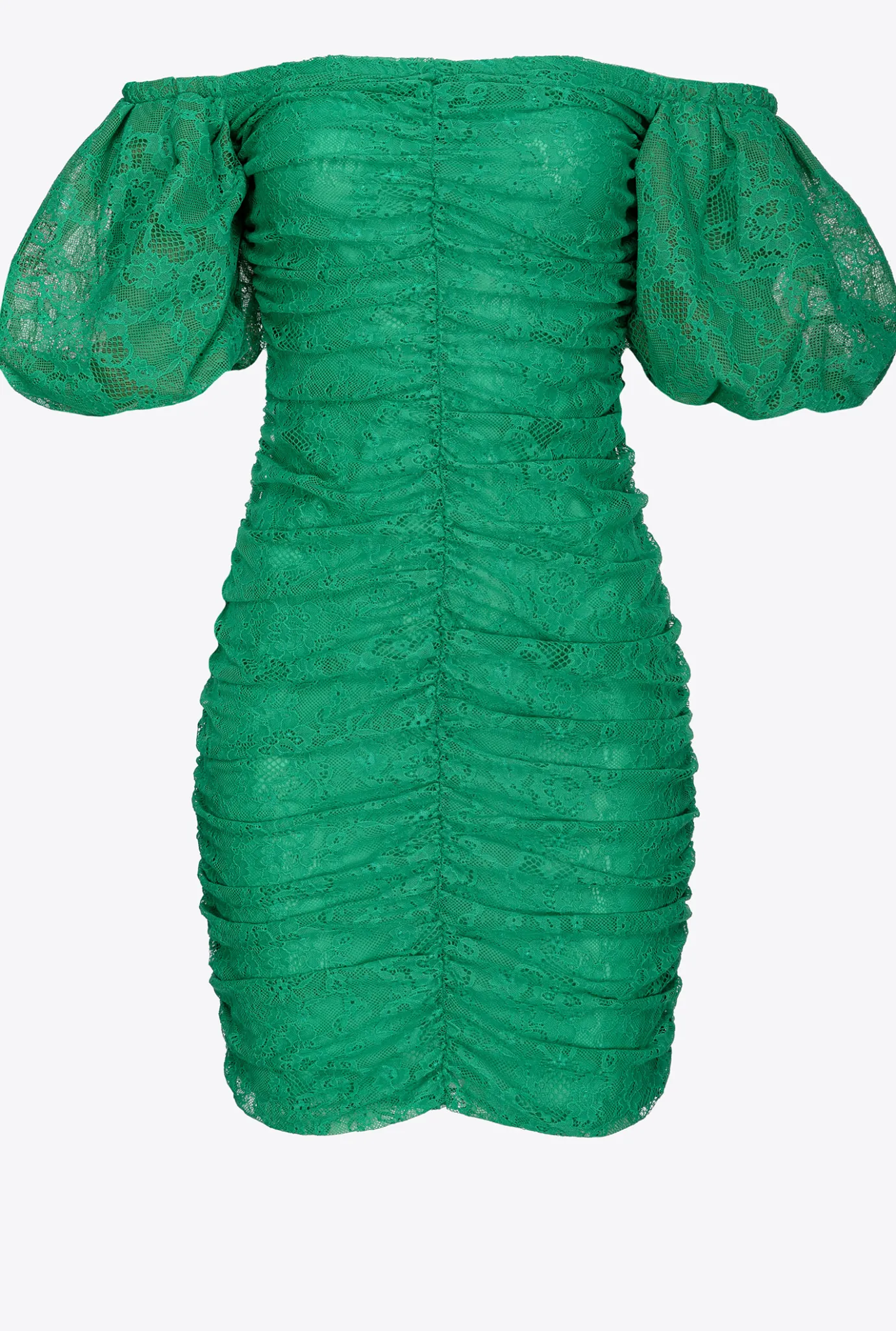 Robes|PINKO Mini-Robe Froncee En Dentelle Vert Gazon