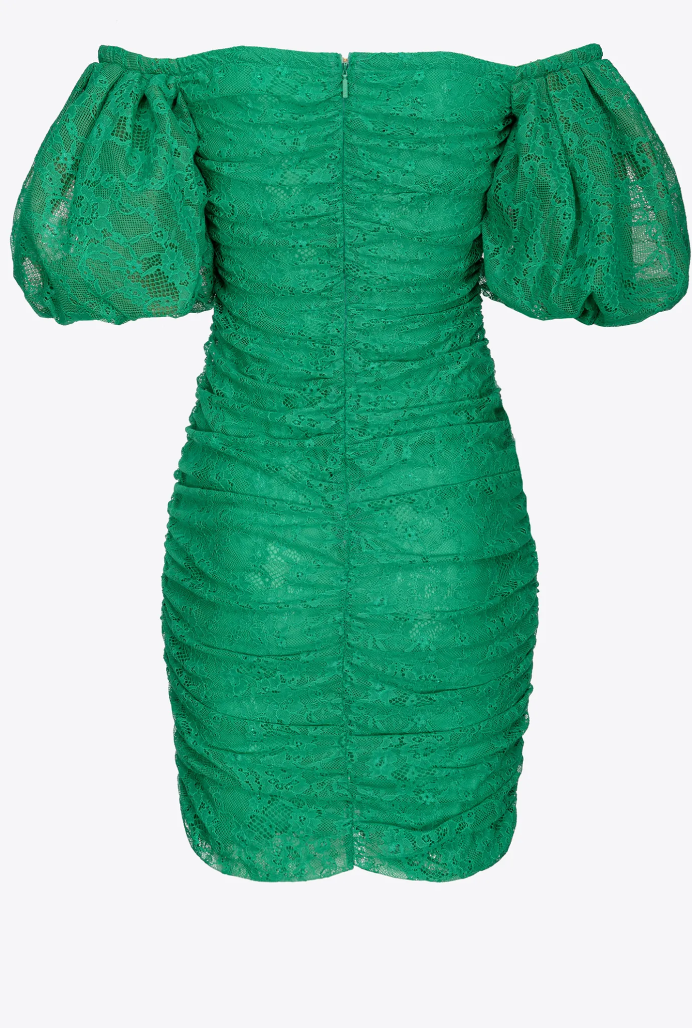 Robes|PINKO Mini-Robe Froncee En Dentelle Vert Gazon