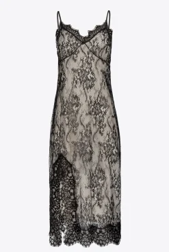 Robes|PINKO Mini-Robe Lingerie En Dentelle Noir/Beurre