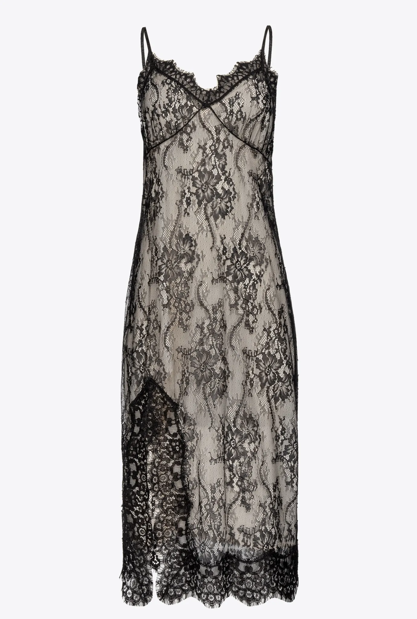 Robes|PINKO Mini-Robe Lingerie En Dentelle Noir/Beurre