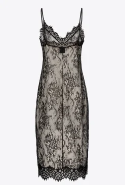 Robes|PINKO Mini-Robe Lingerie En Dentelle Noir/Beurre