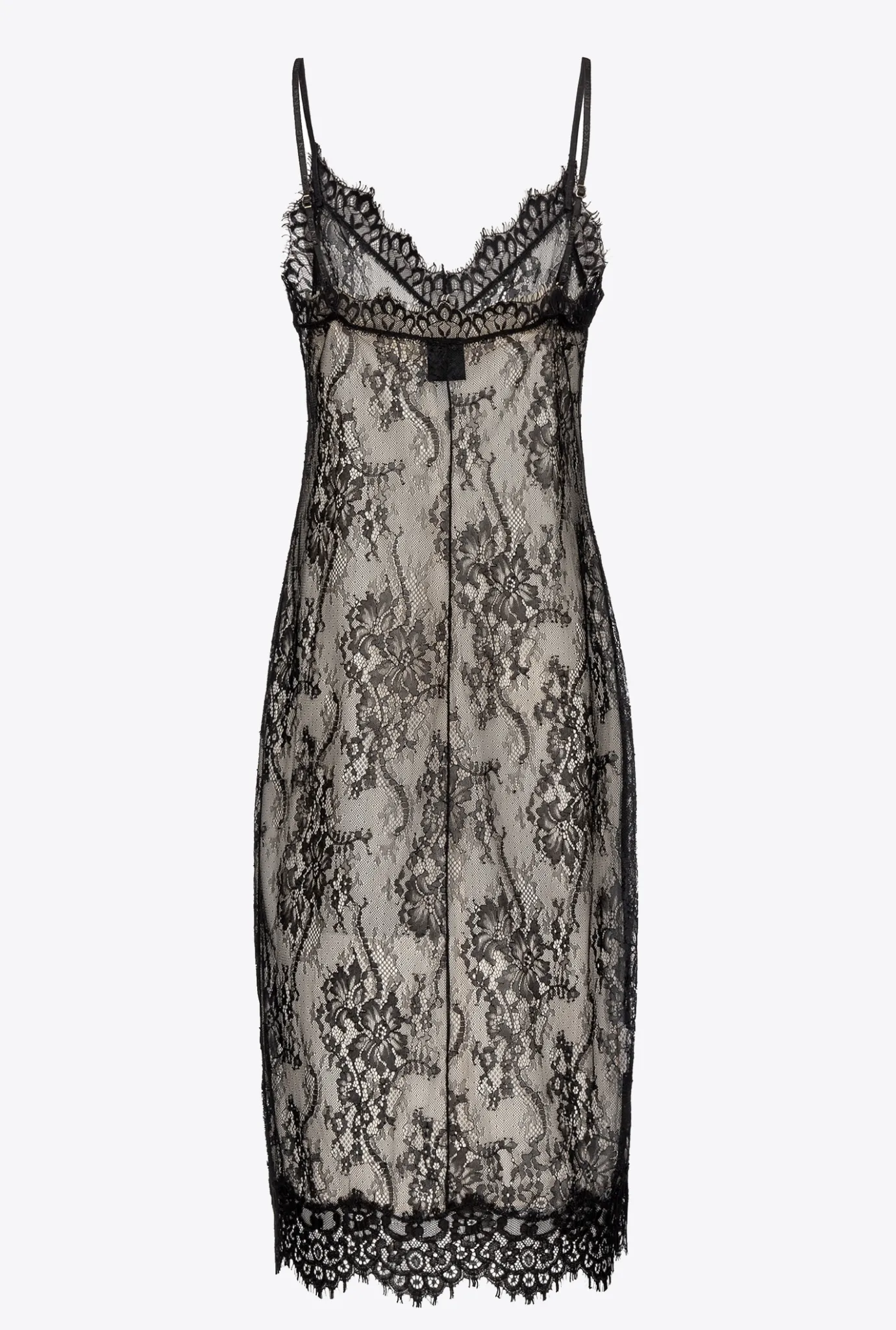 Robes|PINKO Mini-Robe Lingerie En Dentelle Noir/Beurre