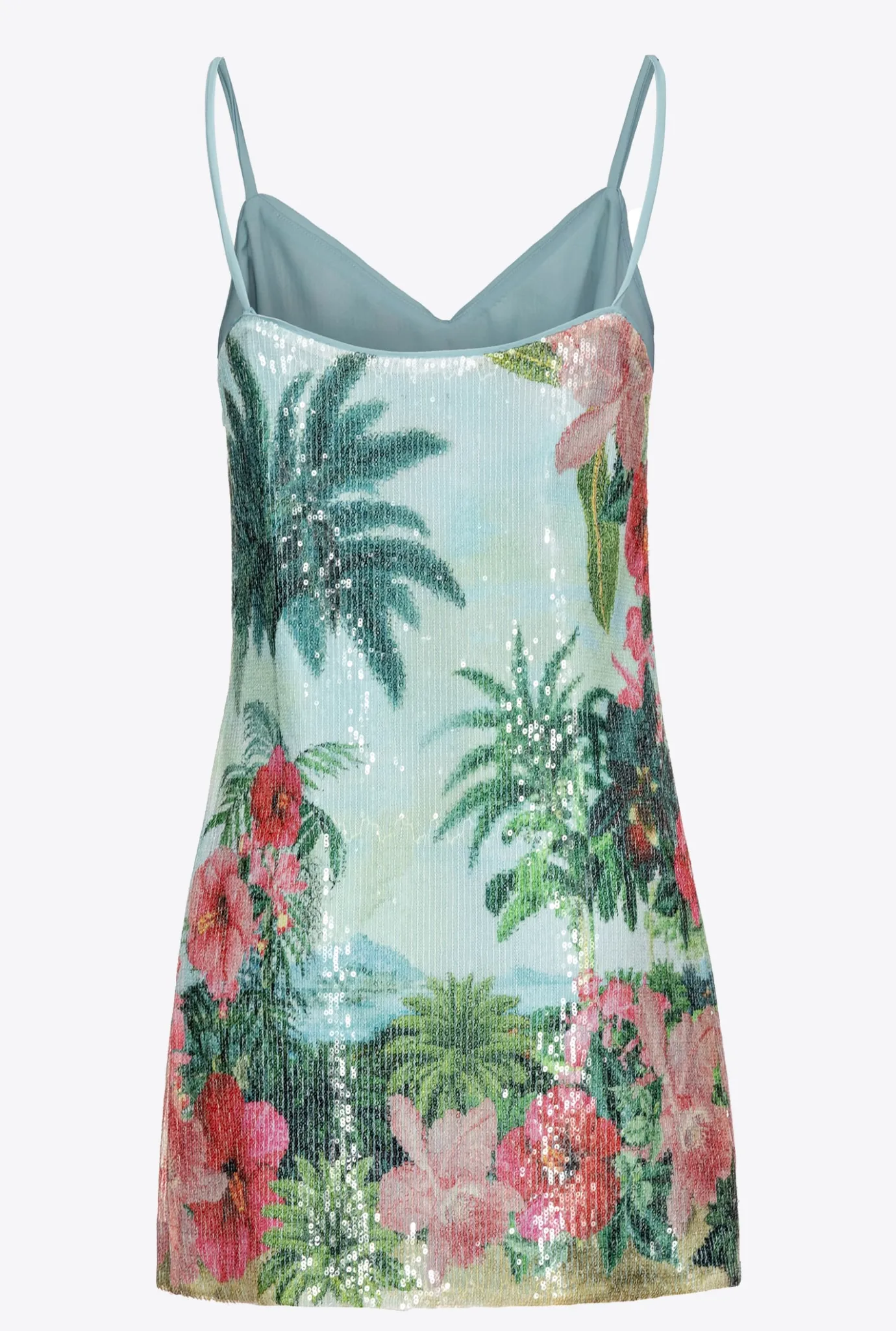 Robes|PINKO Mini-Robe Paysage A Paillettes Mult. Vert/Rose