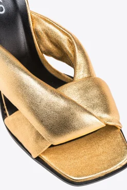 Chaussures|PINKO Mules A Talon En Cuir Nappa Lame Or Lumineux