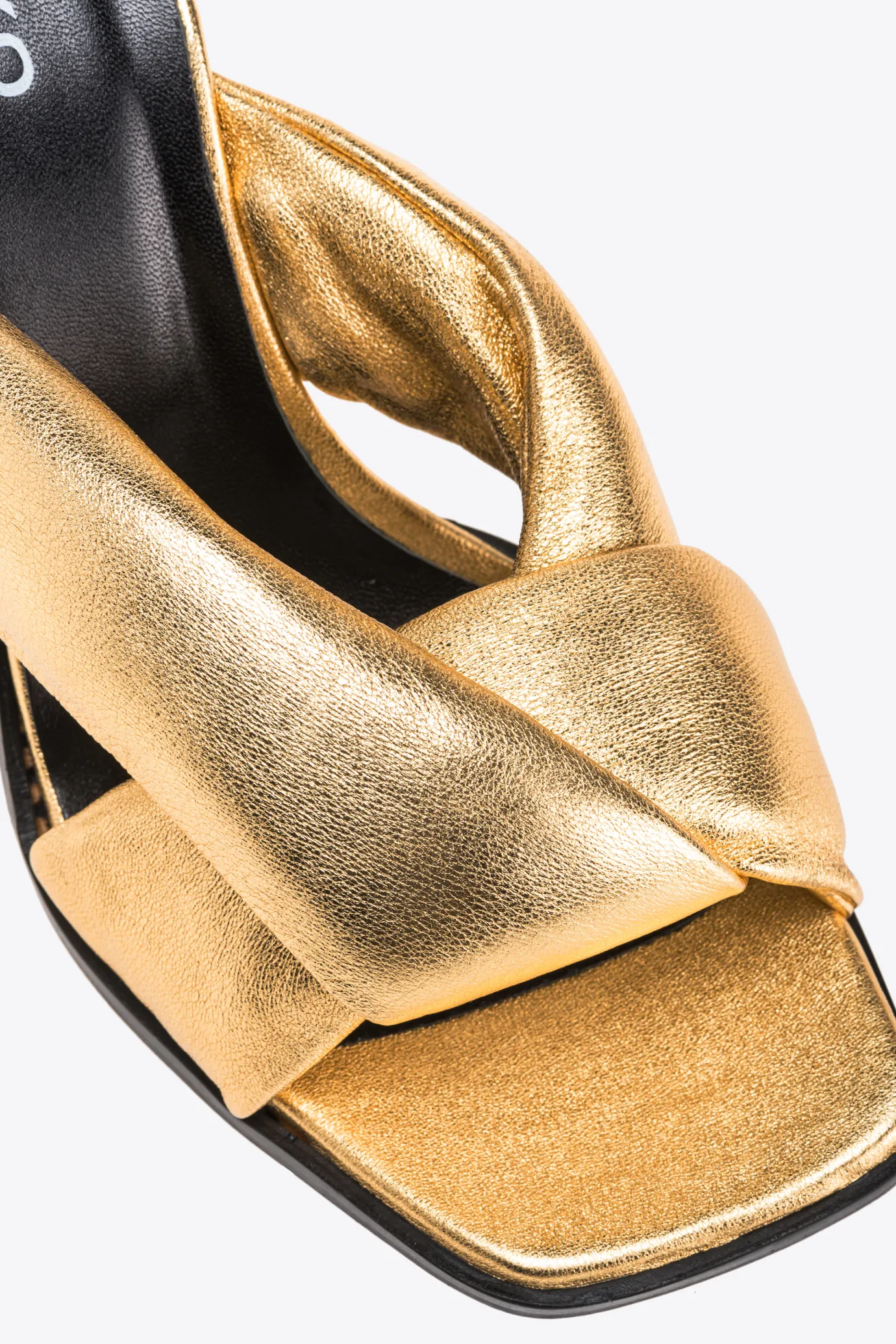 Chaussures|PINKO Mules A Talon En Cuir Nappa Lame Or Lumineux