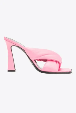 Chaussures|PINKO Mules A Talon En Cuir Nappa Rose Marin