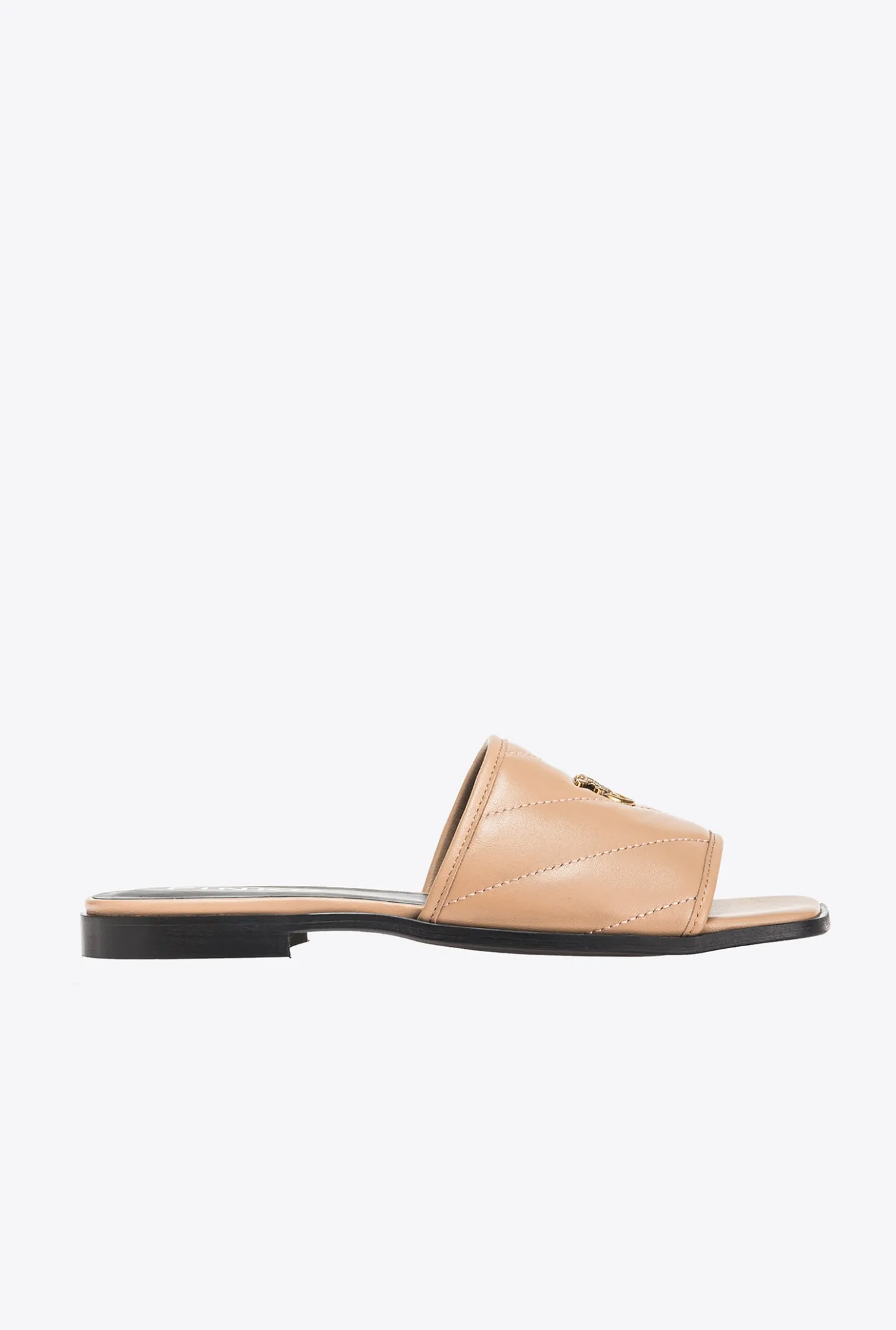 Chaussures|PINKO Mules En Cuir Nappa Matelasse Beige - Sable Ardent