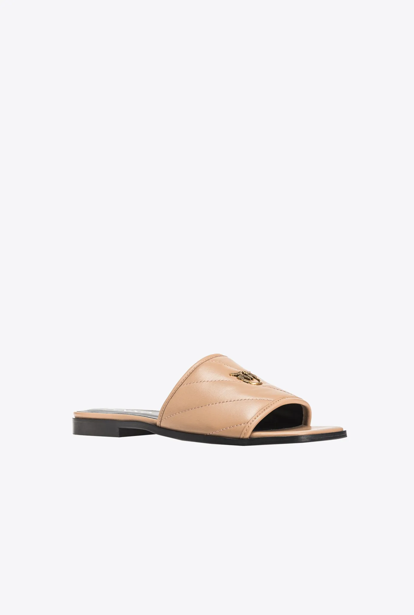 Chaussures|PINKO Mules En Cuir Nappa Matelasse Beige - Sable Ardent