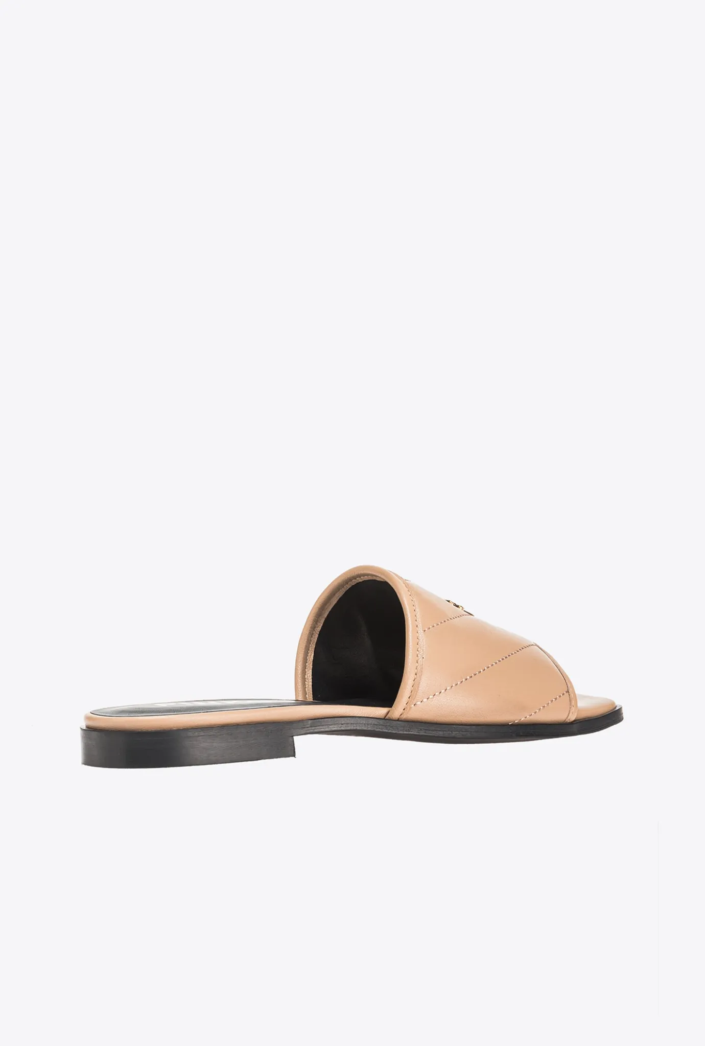 Chaussures|PINKO Mules En Cuir Nappa Matelasse Beige - Sable Ardent