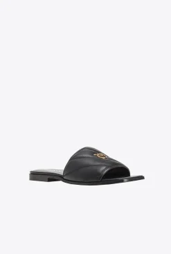 Chaussures|PINKO Mules En Cuir Nappa Matelasse Noir Limousine
