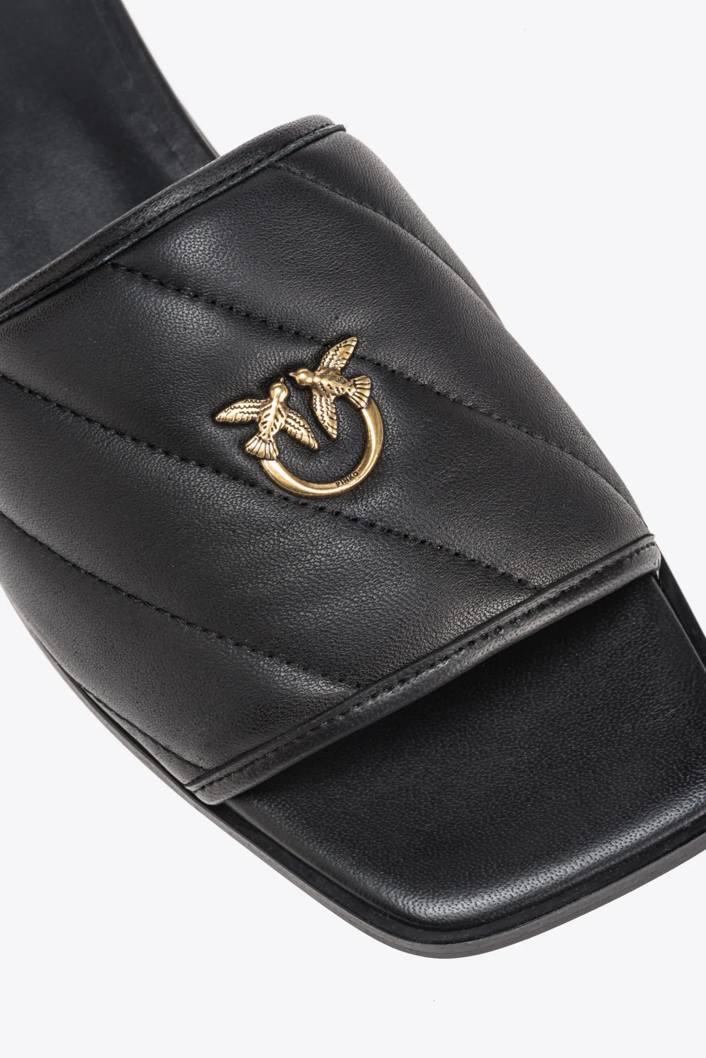 Chaussures|PINKO Mules En Cuir Nappa Matelasse Noir Limousine